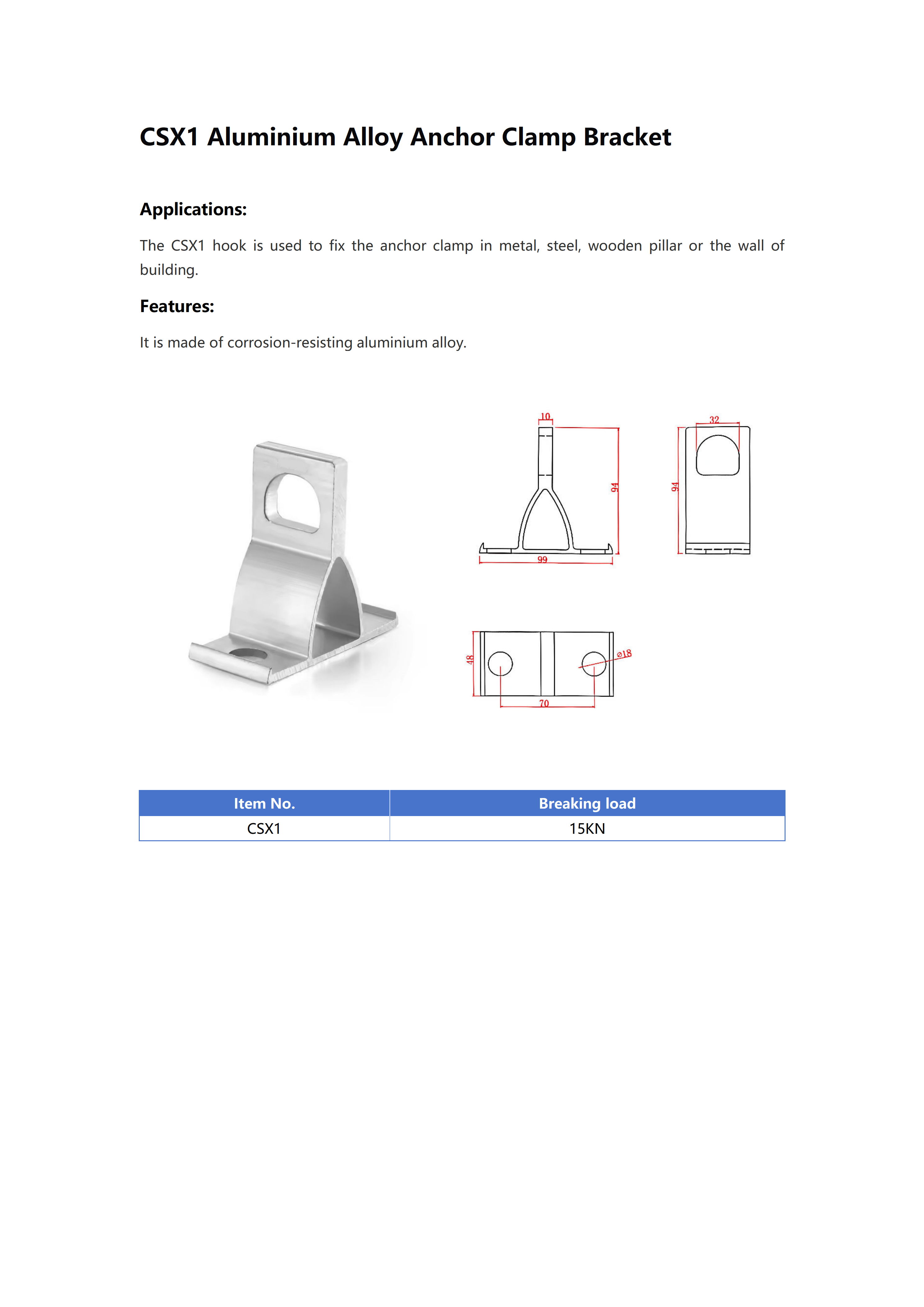 CSX1 Anchor Clamp Hook detail 1